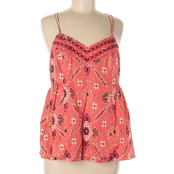 Anthropologie Tops - ANTHROPOLOGIE Odille Coral Silk Strappy Tank Top